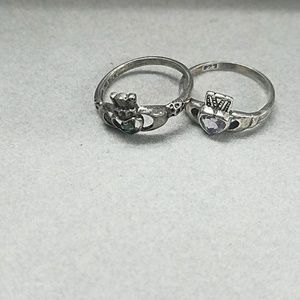 Pair of sterling silver Irish Claddagh Rings